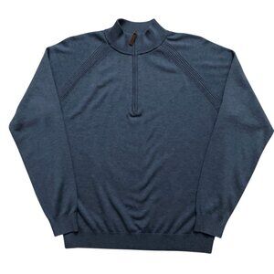 Footjoy FJ Sweater Mens Size L Long Sleeve Pullover 1/4 Zip Golf Wool Blend Blue